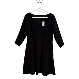 Ann Taylor Petite Doubleweave Seamed Flare Dress In Black 12P